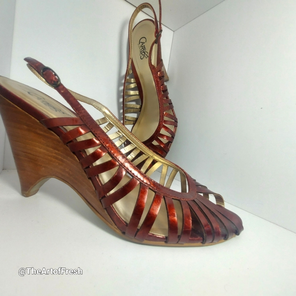 Carlos by Carlos Santana Red Wine Vintage Style Slingbacks